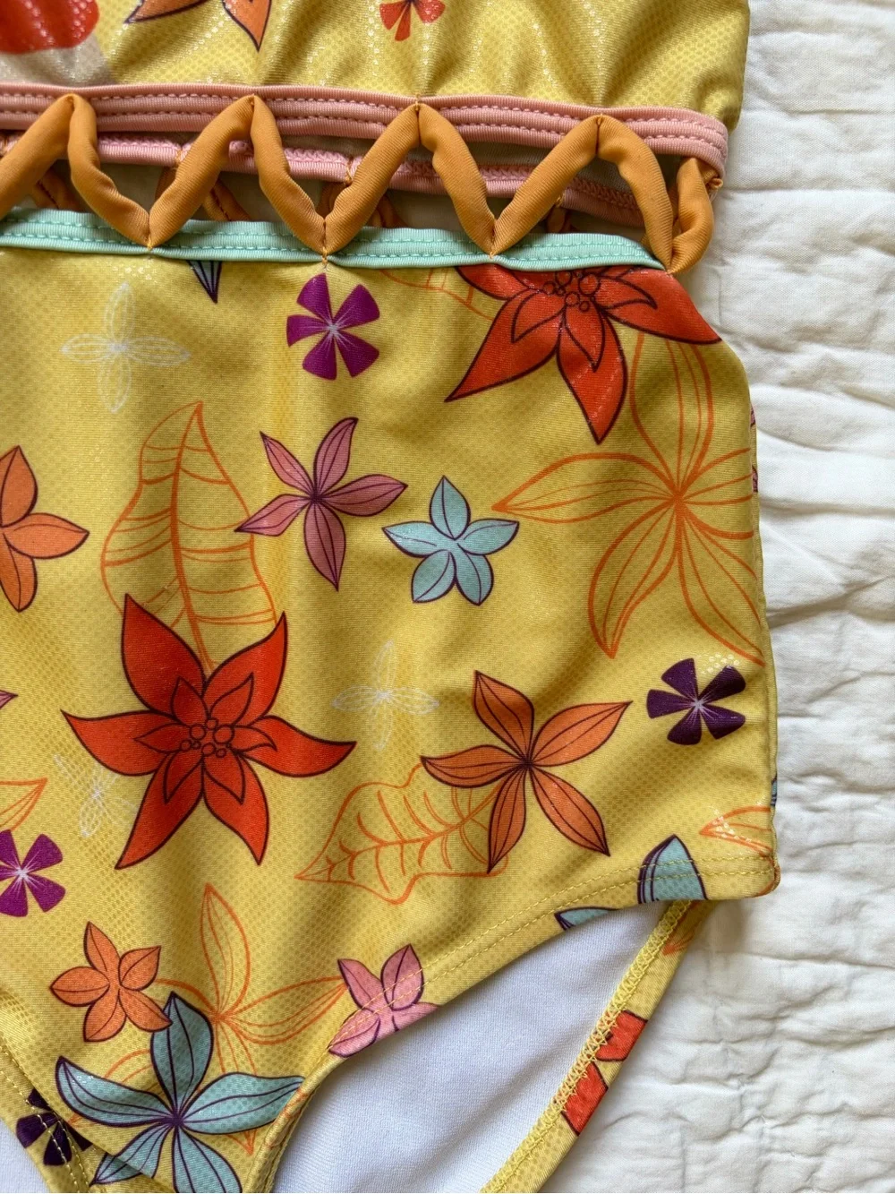 Disney Yellow and Mint Girls Swimwear with Pastel Trim